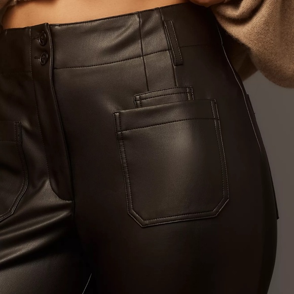 ANTHROPOLOGIE The Junie High-Rise Flare Pants by Maeve: Faux-Leather Edition NWT - Picture 7 of 8